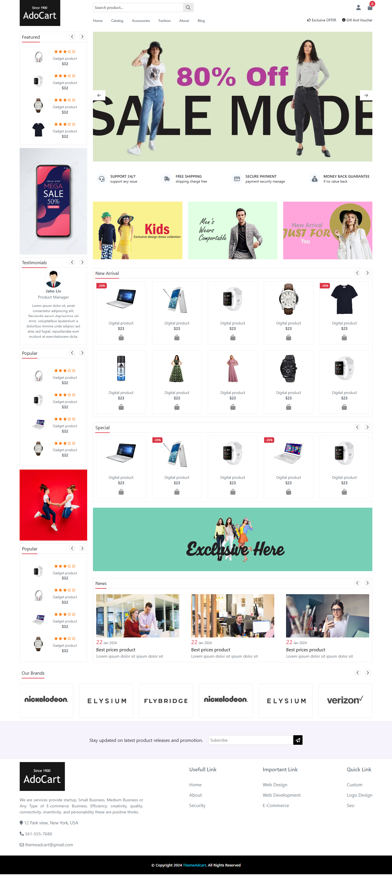 Adocart ecommerce shopping template